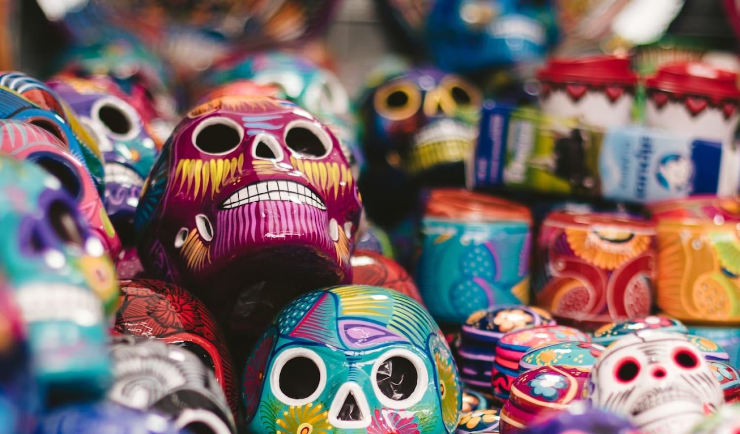 Ceremonial skulls hand-crafted in Oaxaca.