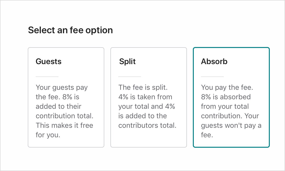 Three fee options with the last option selected