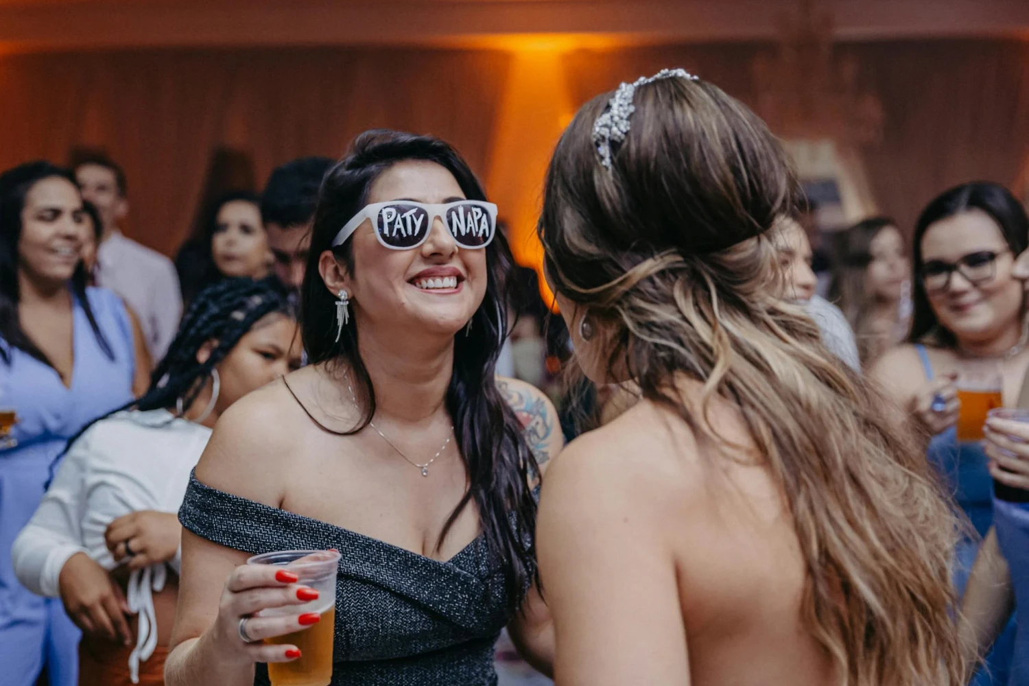 Happy guests dancing at a wedding