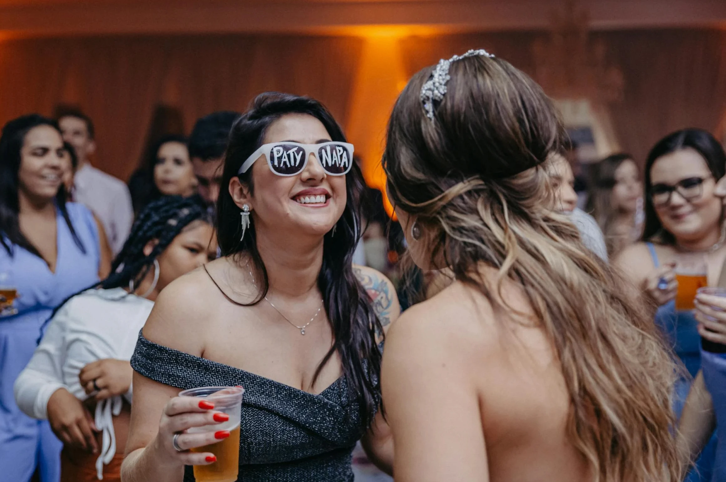 Happy guests dancing at a wedding